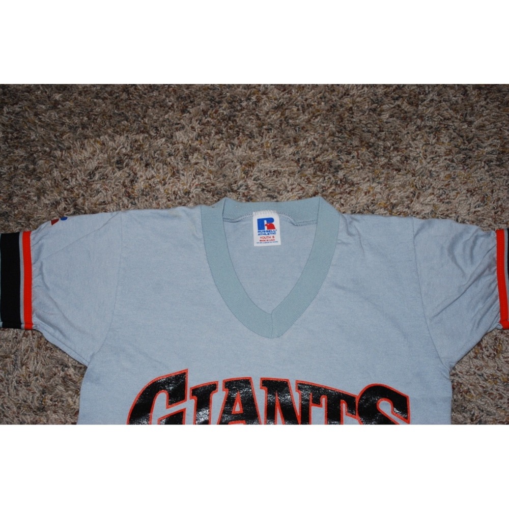 Vintage Russell Athletic Youth Small Gray Giants Baseball T‑Shirt | Retro MLB Te - Picture 2 of 4